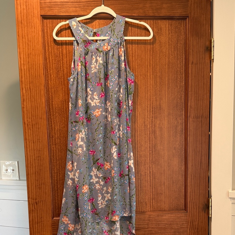 Maurices Striped Floral Dress with Pink and Blue Accents